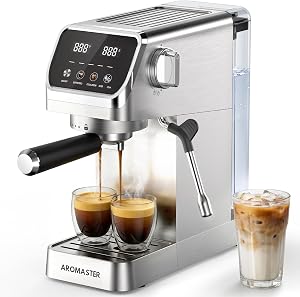 Aromaster Espresso Machine 20 Bar with Milk Frother, Easy to Use Compact Espresso Maker wi