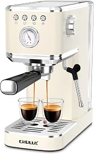 CHULUX Slim Espresso Machine with Milk Frother, 20 Bar Professional Italian Pump Espresso